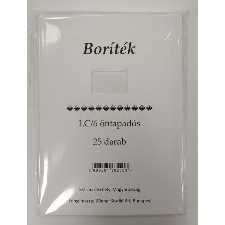 Boríték, WS, LC/6, öntapadós, bélésnyomott, 25 db/csg