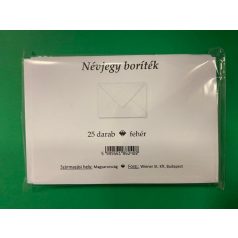 Boríték, WS, névjegy, fehér, enyvezett, 25 darab