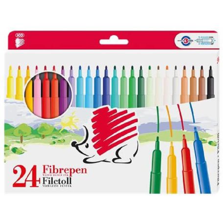 Filctollkészlet, ICO, Sünis, Brush Pen, ecsetiron, 24 színű