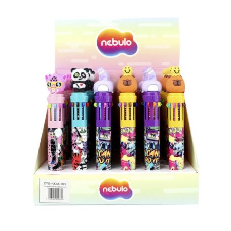 Golyóstoll, NEBULÓ, 10 színű, Funny animals - DTG-10COL-003
