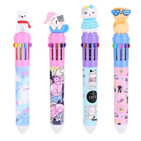 Golyóstoll, NEBULÓ, 10 színű, Kedves cicák - DTG-10COL-005