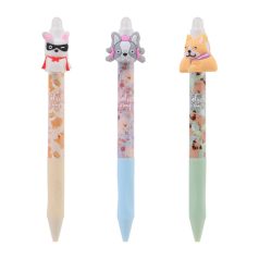   Zselés toll, NEBULÓ, radírozható, nyomógombos, Kutyák - DT-DO