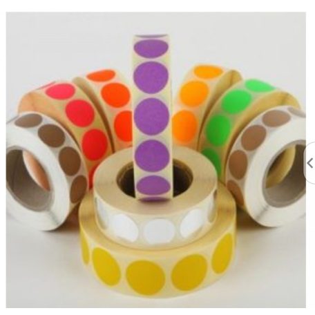 Etikett címke, JET, öntapadós körcímke, FLUO, 20 mm átmérő