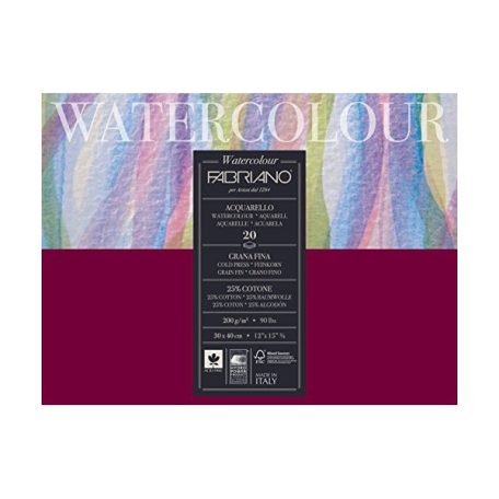 Akvarell rajzblokk lap, FABRIANO, 200 g., A/4, 24×32 cm, darabos