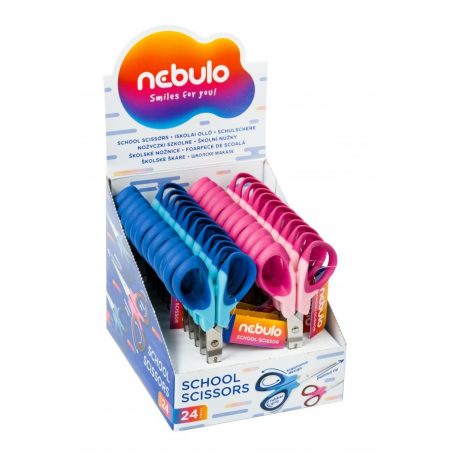 Olló, NEBULÓ, iskolai, ergonómikus, hegyes