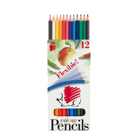 Színes ceruzakészlet, ICO, Sünis, 12 színű, hajlítható