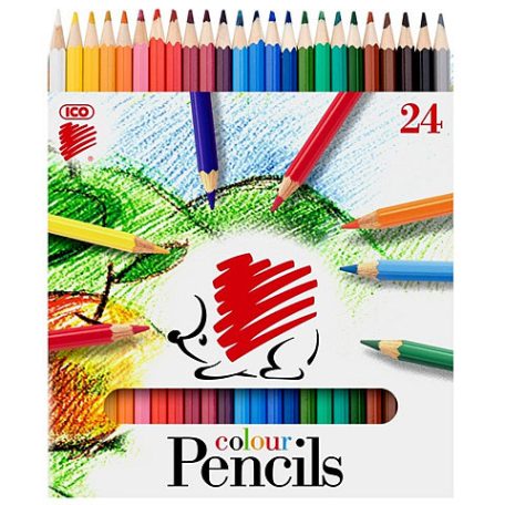 Színes ceruzakészlet, ICO, Sünis, festett, 24 színű