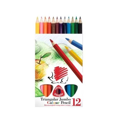 Színes ceruzakészlet, ICO, Sünis, Jumbo, háromszög, festett, 12 színű