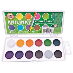   Vízfesték készlet, Anilin, KOH-I-NOOR, Brillant, akvarell, 12 színű, 22,5 mm