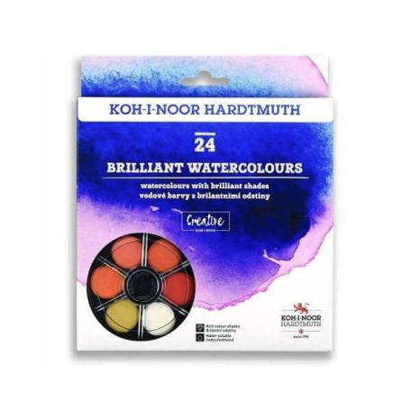 Vízfesték készlet, KOH-I-NOOR, Brillant, akvarell, 24 színű, 22,5 mm