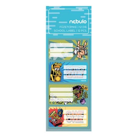 Füzetcímke, NEBULÓ, mintás, 12 darabos