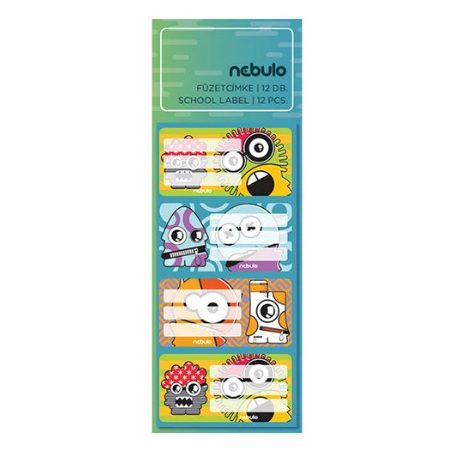 Füzetcímke, NEBULÓ, mintás, 12 darabos