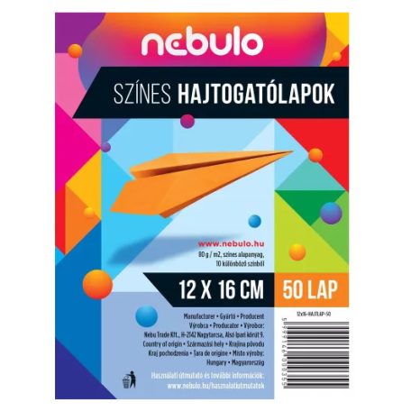 Hajtógatólap, NEBULÓ, 12×16 cm