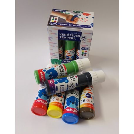 Temperafesték készlet, NEBULÓ, kenőfjes, 45 ml., 6 színű