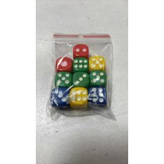 Dobókocka, NON, műanyag, színes, 14 mm, 10 db/tas