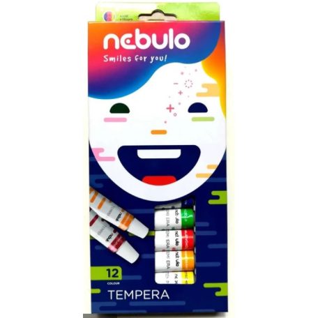 Temperafesték készlet, NEBULÓ, tubusos, 12 színű