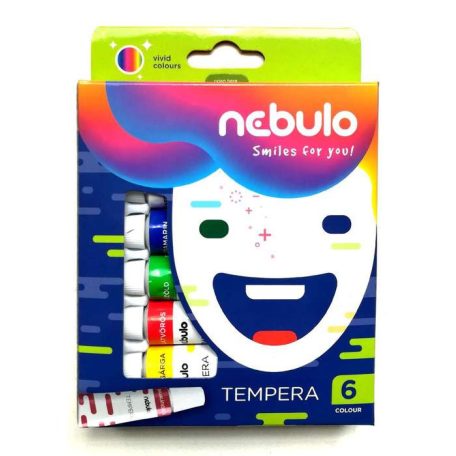 Temperafesték készlet, NEBULÓ, tubusos, 6 színű