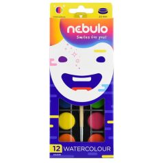   Vízfesték készlet, NEBULÓ, 12 színű, 23 mm-es festékgombokkal