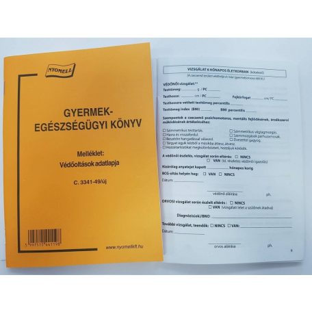 Gyermekegészségügyi kiskönyv + védőoltások adatlapja, NYOMELL - C.3341-49/ÚJ