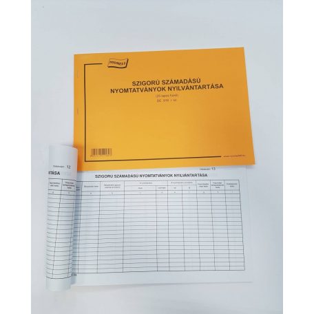 Szigorú számadású nyomtatványok nyilvántartó, NYOMELL, 25 lapos - D.E-916/új