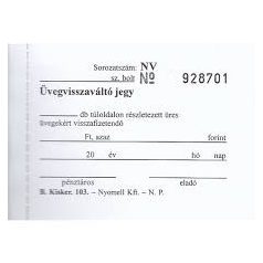   Üvegvisszaváltó jegy, NYOMELL, 100 lapos, A/7 - B.KISKER 103