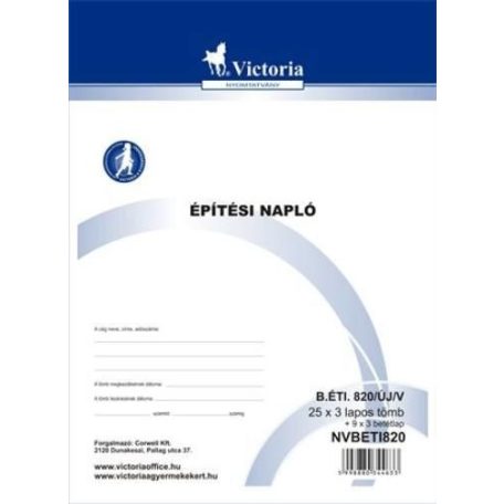 Építési napló, VICTORIA PAPER, 25×3 lapos, + 9×3 lap - B.ETI.820/V