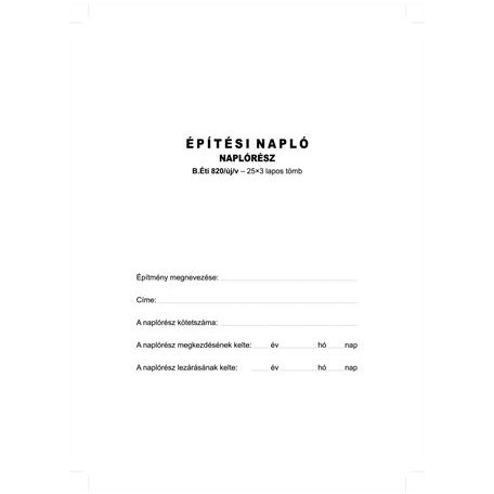 Építési napló, VICTORIA PAPER, 25×3 lapos, + 9×3 lap - B.ETI.820/V