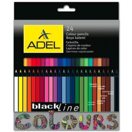 Színes ceruzakészlet, ADEL, 2362, fekete fa, festett, 24 színű