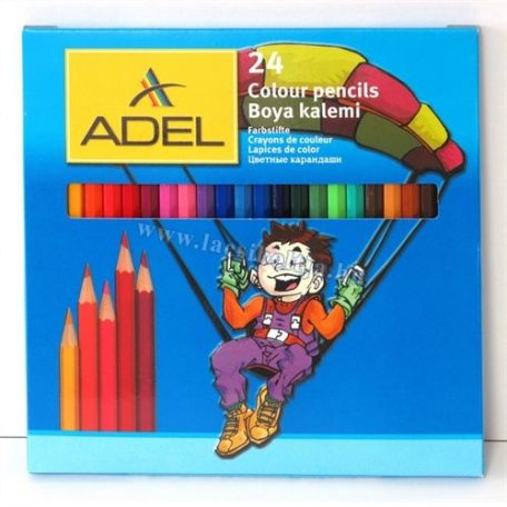 Színes ceruzakészlet, ADEL, 2365, natúr fa, festett, 24 színű