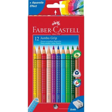 Színes ceruzakészlet, FABER-CASTELL, Grip, 12 színű