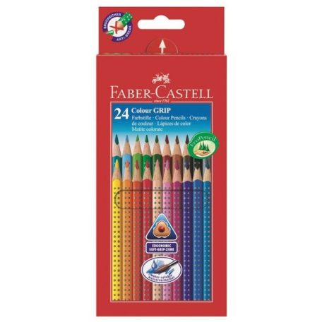 Színes ceruzakészlet, FABER-CASTELL, Grip, 24 színű
