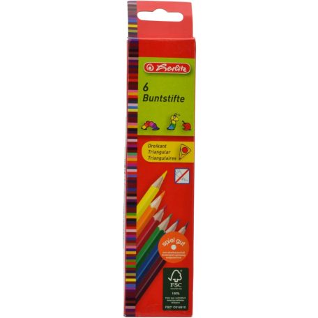 Színes ceruzakészlet, HERLITZ, Trió, 6 színű