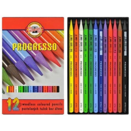 Színes ceruzakészlet, KOH-I-NOOR, 8756, Progresso, 12 színű