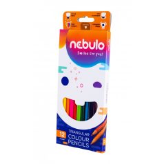   Színes ceruzakészlet, NEBULÓ, háromszögletű, 12 színű