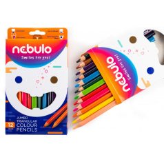   Színes ceruzakészlet, NEBULÓ, háromszögletű, jumbo, 12 színű