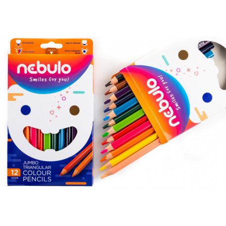 Színes ceruzakészlet, NEBULÓ, háromszögletű, jumbo, 12 színű