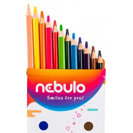 Színes ceruzakészlet, NEBULÓ, háromszögletű, jumbó, 12 színű